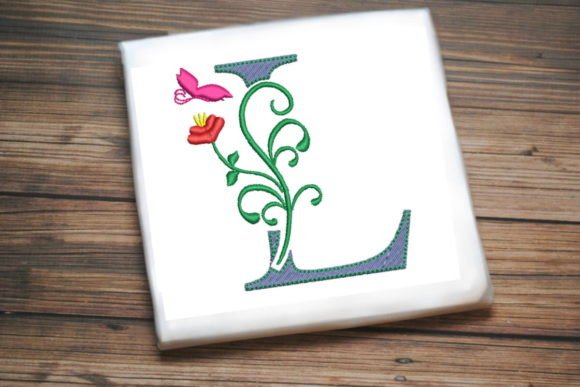 Floral Letter L with Butterfly