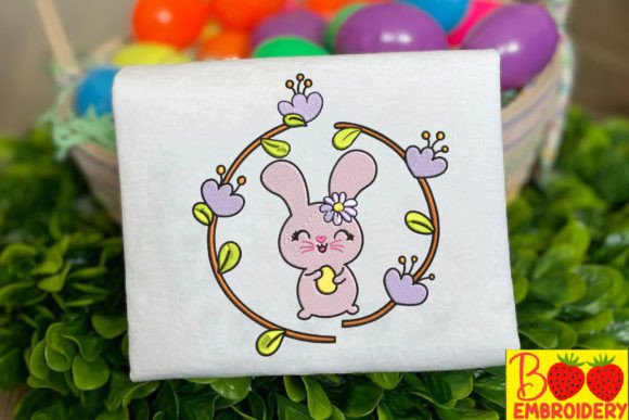 Little Pink Rabbit Inside the Wreath